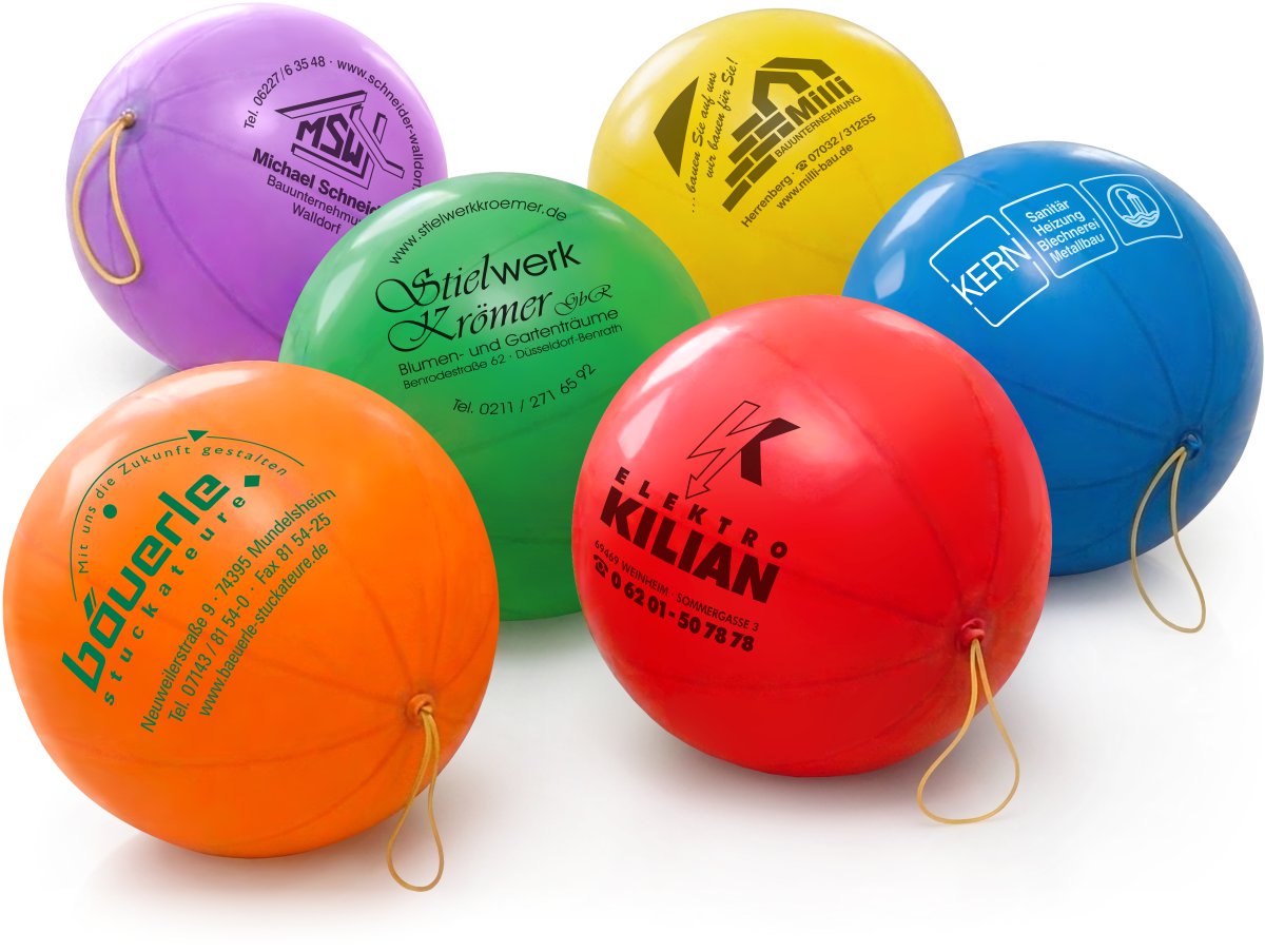 Punchballs mit Werbung bedruckt